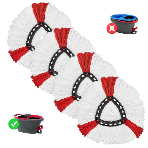 Cabeças de substituição para esfregão giratório 1/2/3/4/6 peças compatíveis com /O-Cedar EasyWring Spin Mop, sistema de 1 tanque, fácil de montar, lavável e reutilizável, almofadas de substituição para esfregão, utensílios de limpeza de cozinha e banheiro, suprimentos de limpeza de Natal e Halloween