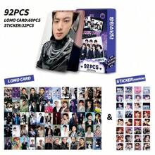 92张KPOP韩国男团应援照片卡贴纸高清双面全息卡明星LOMO卡 - 黑色 - 查看 8