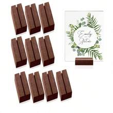 5pcs Wooden Table Number Holders, Wooden Place Card Holders, Photo Frames, Acrylic Sign Holders, Suitable For Ceremonies, Birthday Parties, Home Decor - Multicolor - View 2
