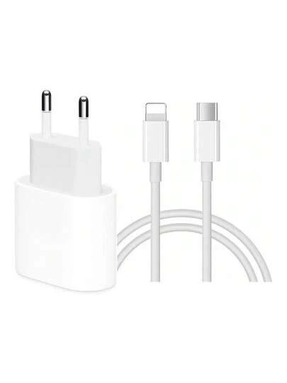 Fonte Carregador Turbo 20w +cabo 1 Metro Para iPhone Cor Branco