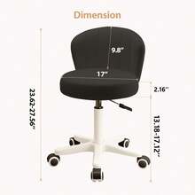 Small Desk Chair Round Rolling Chair With Back PU Leather Height Adjustable Swivel Vanity Work Computer Stool Chair For Home Office Bedroom - Black - View 5