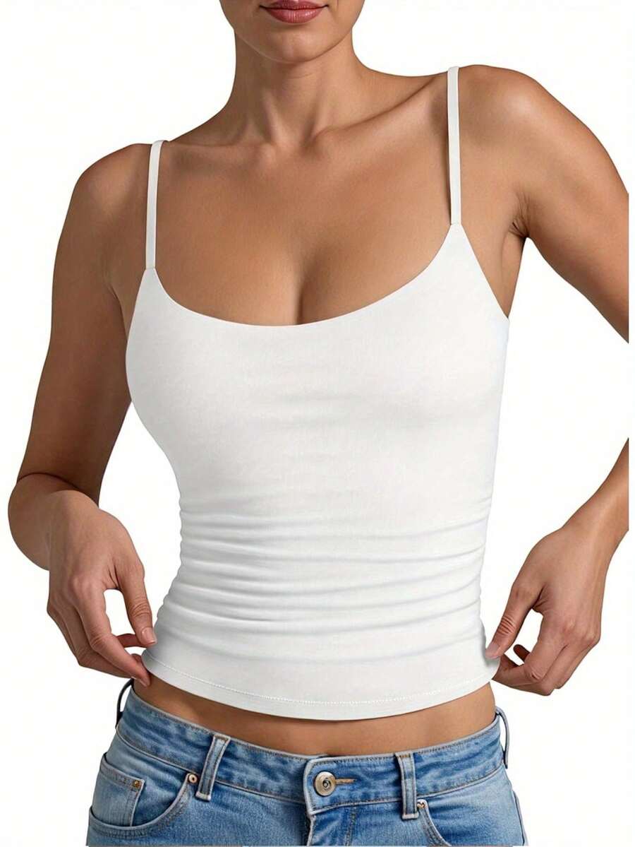 Tank Tops For Women, Camisole Tops Double Lined Sleeveless Going Out Summer Tops Basic Spaghetti Strap Cami Shirts,Local Delivery - Vit - Visa 1