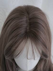 NAMM 18 Zoll lila schulterlange Perücken für Frauen, wunderschöne flauschige gerade Perücken mit Pony, synthetische Vollperücken für den täglichen Gebrauch, Musikfestival, Party, Anime oder Kostümfotografie - Violett - Übersicht 6