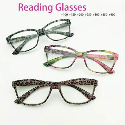 HAITONGCR 1 par de gafas de lectura elegantes con marco grande, color gelatina y diseño floral para mujeres