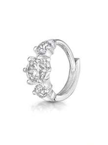 1pc Minimalist Tiny Geometric Lab-Created Zirconia 925 Sterling Silver Earring – For Girls' Daily & Party Cartilage Wear | Ideal Birthday Gift For Girls, Sisters & Friends