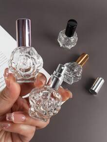 2pcs 10ml Rose Shaped Refillable Perfume Bottles With Spray Nozzle, Oil-Free, Glass Structure, Rose Scented, Suitable As Romantic Gift For Girlfriend, Wife, Friend On Valentine's Day - 10ml - View 3