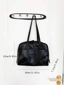 Korean Style New Pillow Handbag, Retro Shoulder Bag, Large Capacity Tote Bag For Work Commute, No Pendant Included, Pendant Is For Styling Only - Black - View 5