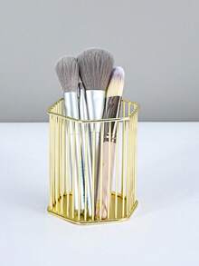 Nordic Style Gold Storage Pen Holder, Makeup Brush Storage Pen Holder, Makeup Brush Storage Rack, Suitable For Dressing Table Countertops, Bathroom Countertops, Storage And Organization - Gold - View 12
