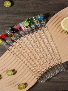 1/5pcs Cocktail Swizzle Stirrer Sticks, Acrylic Drink Stirrers/Stirring Spoons, Swizzle Sticks, For Cocktail/Martini Mixing, Cocktail Drink Swizzle StickCocktail Drink Swizzle StickCoffee Beverage Stirrers, Coffee Beverage Stirrers Clear Shafts Irritating Odor Lightweight,Bar Party Tableware Decorations(Random Style)