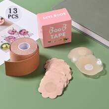 13 件替换乳房提升胶带 - 乳房提升胸罩用于塑形 - 实现乳房提升和轮廓 - 防水鲍勃胶带（包括 5 对无纺布一次性乳头贴、1 对硅胶乳头贴和一卷 5 米乳房提升胶带） - 彩色 - 查看 7