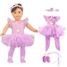 MSYO 1 Set Fashion Ballet Tutu Dress Outfit For 18 Inch And 14 Inch American Girl Dolls, Clothes Accessories Include Dress, Shoes, Headband, Doll Dress Up Game Accessories, Great Birthday/Holiday/Christmas Gift For Little Girls, Doll And Shoes Not Included - Multicolor - View 15