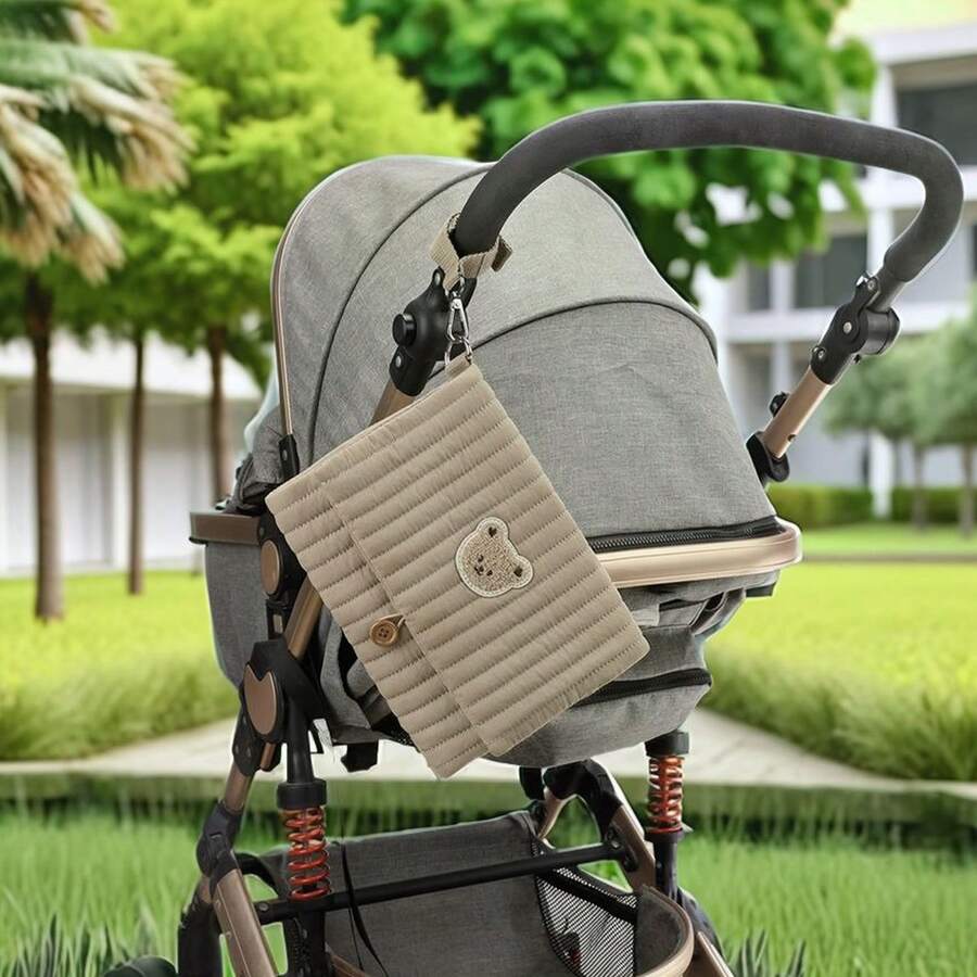 1 pieza Bolsa de pañales con diseño de oso, bolsa de aseo portátil para bebés, bolsa multifuncional para toallitas húmedas y pañales - Bolsa de toallitas húmedas - Ver 1