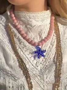 1 pieza Collar colgante de cerámica con diseño de calabaza, pulpo, estrella de mar o cactus en estilo de moda y dibujos animados, piezas únicas pintadas a mano, adecuado para hombres y mujeres, uso diario, festivales, citas, regalos