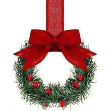 Small Christmas Wreaths,Christmas Kitchen Cabinet Wreaths Wirh Red Berries, Mini Christmas Wreaths For Centerpiece Front Door Decor,Christmas Decorations,Living Room Decorations,Office Decorations - 彩色 - 查看 10