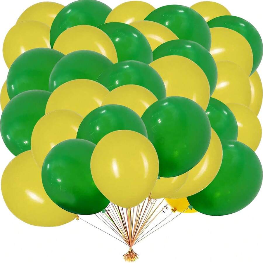 Juego de globos amarillos & verdes de 5"/10"/12"/18", adecuado para fiesta de cumpleaños, fiesta temática de carnaval, boda, baby shower, fiesta de revelación de género, despedida de soltera, ceremonia de graduación, suministros para fiesta de aniversario - Multicolor - Ver 1
