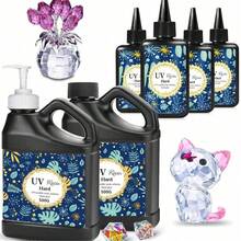 100/200/500g UV 树脂 - 用于珠宝制作的快速固化环氧树脂，不黄变透明树脂，包括泵分配器 - 适合初学者 DIY 珠宝制作零件和配件