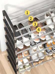 1pc Multi-Tier Adjustable Metal & Plastic Shoe Rack - Freestanding Shoe Storage Organizer, Suitable For Entryway, Hallway, Bedroom, Living Room - Easy Assembly, Space Saving Design, Fits Various Room Types,Valentine's Day,Winter