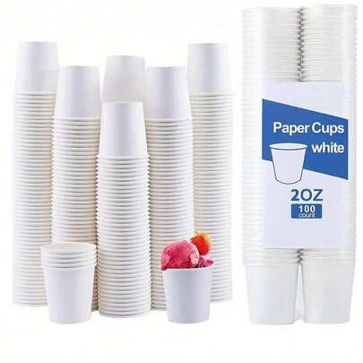 100pcs Disposable Paper Cups - 2oz/60ml, Mini Cups , Suitable For Hot & Cold Drinks (Coffee, Tea, Juice), Christmas/Halloween/Easter/Wedding/Valentine's Day Themed, Food Service Equipment & Supplies, Ideal For Home, Sampling Party Snack Containers, Office Coffee Beverage Candy Hotel Mini Rinse Cups