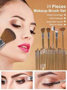 50pcs Makeup Brush Set, Mixed Makeup Beauty Tools, Including: 25pcs Makeup Brushes, 1pc Makeup Bag, 5pcs Beauty Eggs, 5pcs Powder Puffs, 5pcs Mini Beauty Eggs, 5pcs Mini Finger Powder Puffs, 1pc Headband, 2pcs Wristbands, 1pc Cleaning Tool