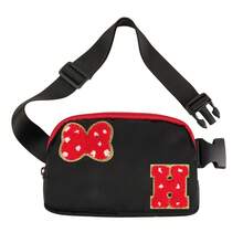 首字母蝴蝶结老鼠腰包，可爱雪尼尔腰包卡通旅行腰包防水斜挎包，适合青少年女孩女儿女士的个性化圣诞生日礼物，非常适合日常和派对 - 黑色 - 查看 24