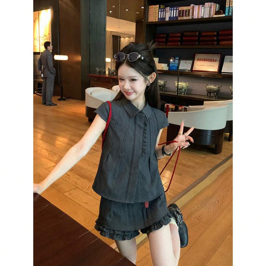 Women Two-Piece Outfits - 深灰色 - 查看 1