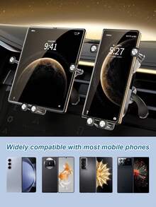Suporte de telefone para saída de ar de carro estabilizado pela gravidade - Design retrátil e antiderrapante, à prova de choque e vibração, compatível com telefones dobráveis, tablets e telefones flip, ajuste universal para todas as saídas de ar do carro, operação com uma mão, compacto e fácil de instalar - Preto - Ver 9
