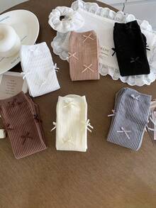 1 Pair Of Children's Socks, Spring And Autumn Girls' Bow Socks, White Socks, Lolita Style Student Socks, Daily Party Wear - Multicolor - View 4