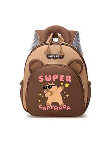 1 New Nylon Backpack, Cute Capybara Pattern Design, Can Be Carried On One Shoulder, Multiple Pockets With Zipper Closure, Fashionable Cartoon Style, Suitable For Daily School And Outdoor Travel - A - View 5
