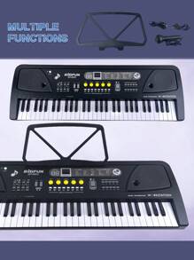 Teclado electrónico portátil de 61 teclas con micrófono y puerto USB - Instrumento musical digital con canciones incorporadas, grabación y reproducción, volumen ajustable - Ideal para principiantes, adolescentes y adultos