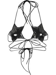 Women's Metic Bralette Bra Strappy Wrap Around Crop Top Rave Dance Tops Back To School Halloween Clothes Women
