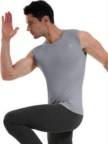 GYHSRunhit Sleeveless Compression Shirt Men Top Athletic Muscle Shirts Men - 淺灰色 - 查看 6