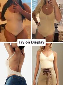 1 件女士塑身衣，收腹平腹紧身瘦腰训练器提臀露背无缝丁字裤内衣内裤