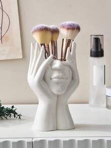 1 pieza Soporte único y creativo para brochas de maquillaje, organizador de escritorio de material de resina decorativa, diseño antideslizante, adecuado para 11 festivales, organizador de almacenamiento de maquillaje, caja de almacenamiento de maquillaje, soporte de maquillaje, organizador de brochas de maquillaje, bolsa de maquillaje, soporte de brochas de maquillaje, organizador de maquillaje, regalo para mujeres, regalo de Navidad, ideas de regalo para mujeres