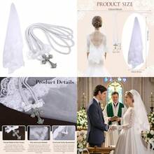 2 Pcs Wedding Unity Veil And Cord SetWedding Lasso Rope For Ceremony Catholic Velo De Novia Para Boda Lazo Para Boda Catolica Catholic Mexican Weddings Gifts - 如圖 - 查看 1