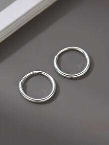 1 Pair S925 Sterling Silver Smooth Hoop Earrings, Women's Mini Elegant Simple Small Earrings, Fresh Elegant Different Rules Ear Clip, Ear Hole Earbone Ring Pure Silver Jewelry Gift