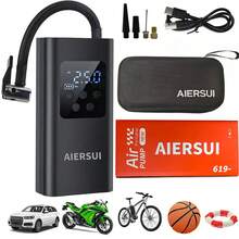 1个车载轮胎充气泵，便携式空气压缩机，有线/无线双用，7.4V/DC12V，150PSI，带数字压力表，快速充气和自动断电，带LED灯，适用于汽车/摩托车/自行车/篮球，汽车配件，礼品。2000mAh 7.4V/DC12V（注意：有线型号不含电池）