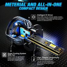 TOAUTO 2 件 V2T 汽车 LED 大灯 CSP 芯片 60W 18000LM 6500K H4/H11/H13/9005 雾灯 自动前灯 远近光 即插即用