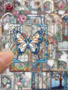 SCXXBSW 50pcs Retro Flower Mirror Stickers Cartoon Graffiti Stickers Decorative Handbooks Water Cups Notebook Luggage Waterproof Stickers - Multicolor - View 7