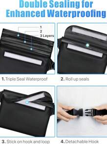 2 piezas Bolsa transparente para teléfono con correa ajustable para el hombro - Protección sellada para nadar, playa y kayak - A prueba de polvo y arena, adecuada para actividades acuáticas, imprescindible para la playa, diseño elegante y cierre de cremallera  (Negro)