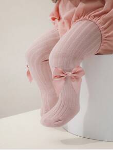 1 双婴儿幼儿紧身裤袜女童儿童紧身裤蝴蝶结紧身裤，风格甜美，适合搭配裙子外出穿着。 - 彩色 - 查看 3