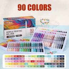 Bộ bút gel acrylic 90 màu Languo - Bút vẽ nghệ thuật nhiều lớp chuyên nghiệp, phù hợp cho học sinh, đầu bút mảnh 0.7mm, bút vẽ DIY trên thủy tinh/giấy/gỗ/giấy đen/cốc/nhựa, lý tưởng cho việc ghi chú và thủ công. - Nhiều màu - Xem 16