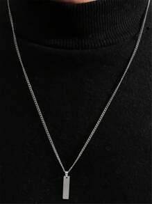 1pc Men's Tag Pendant Necklace, Suitable For Daily Wear