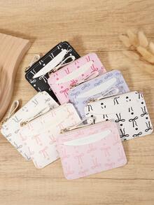 محفظة صغيرة صغيرة ذات نمط حب فيونكة وردية، محفظة ضيقة للنساء، رقيقة، خفيفة الوزن، قابلة للنقل بطبقات متعددة، بطاقة هوية، بطاقات ائتمانية صغيرة، فاشون، مودرن، حافلة، للذكرى السنوية، هدية عيد الميلاد، للبنات، للسيدات، لوازم الحقيبة المدرسية لغرفة السكن المدرسي والعودة إلى المدرسة - وردي - مشاهدة 2