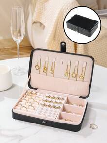 Caixa De Joias Bege De Grande Capacidade, Com Dupla Camada De Luxo, Porta-Joias, Porta-Anéis. Caixa De Joias Vintage Para Mulheres, Para Guardar Brincos, Colares, Anéis, Pulseiras, Relógios E Outros Acessórios, Presente Perfeito Para O Dia Das Mães.