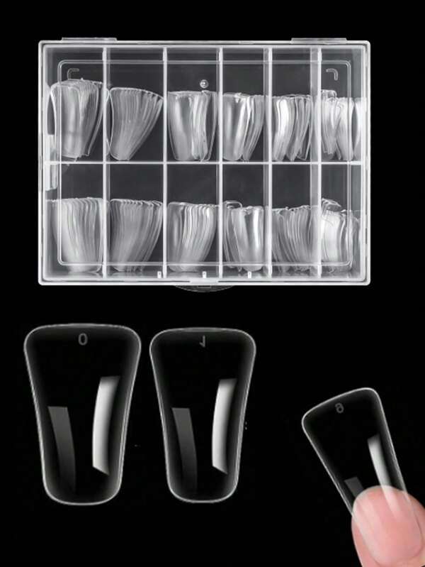 120 Stücke extra lange Enten-Stil Vollabdeckung Kunstnägel, 12 Größen L klar, Aufklebe-Nägel für Acrylnägel, professionell Y2K Nagelstudio