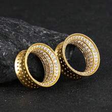1PC Saddle Fit Sparkling Luxurious Round Ear Gauges Tunnels Expander Stretcher Piercing Women Body Men Jewelry New Arrival Gift