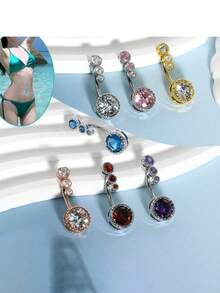1 chiếc khuyên rốn bằng thép không gỉ 16G, khuyên rốn dễ thương. - Nhiều màu - Xem 1