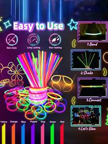 5/10/20/50/100pc Upgraded Fluorescent Luminous Bracelet Necklace, Party, Wedding, Concert Neon Lights - Bright Multi-Color Luminous Stick, DIY Fluorescent Bracelet, Party Decoration, Music Festival Supplies, Party Gifts (Color Random)