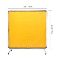 Welding Screen With Frame 6'x6' Welding Curtain Screen On 4 Wheels Yellow - Yellow - View 7