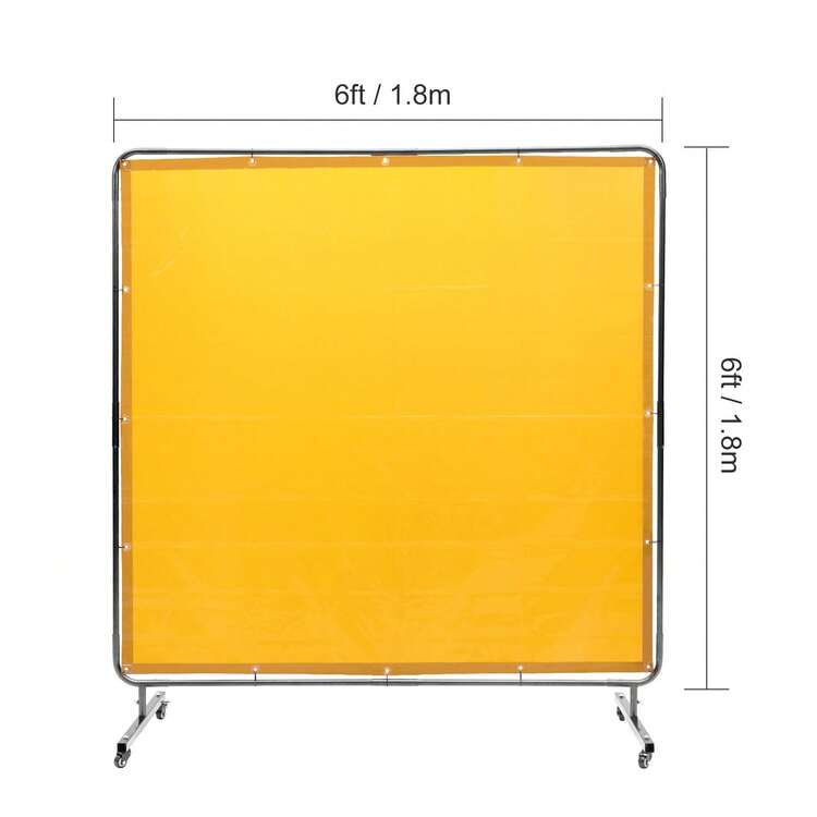 Welding Screen With Frame 6'x6' Welding Curtain Screen On 4 Wheels Yellow - Amarillo - Añade 7